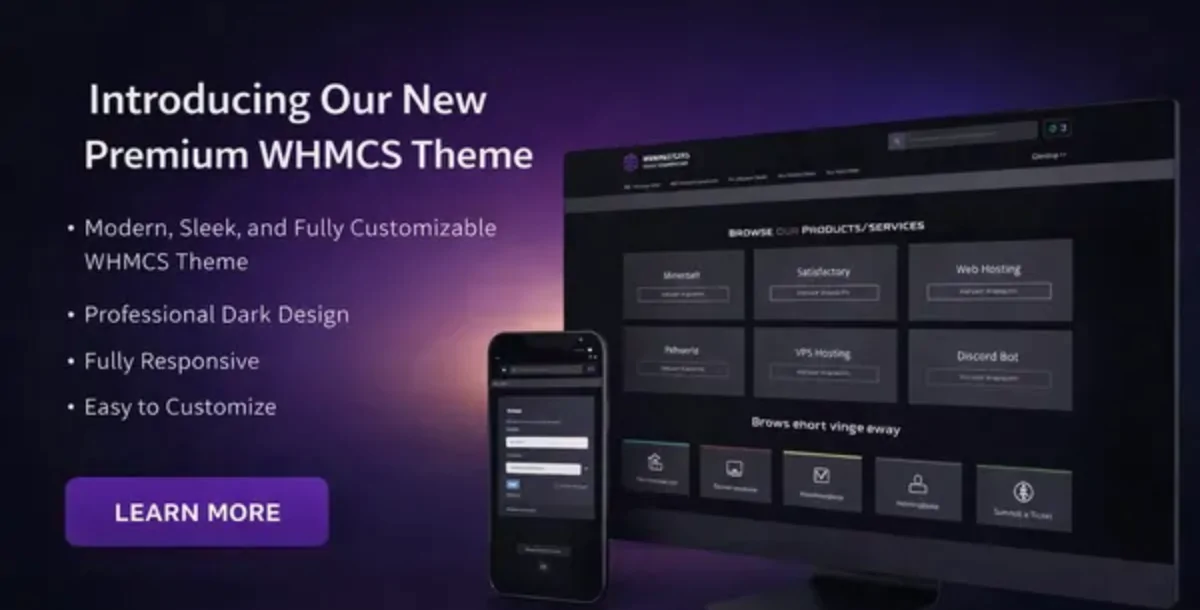 Free WHMCS Dark Theme For Client Area